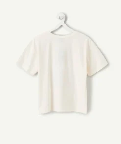 T-shirt fille crème imprimé