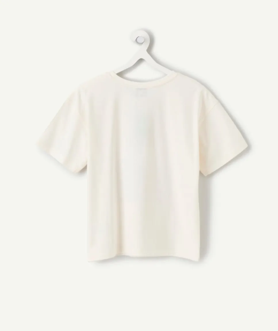 T-shirt fille crème imprimé