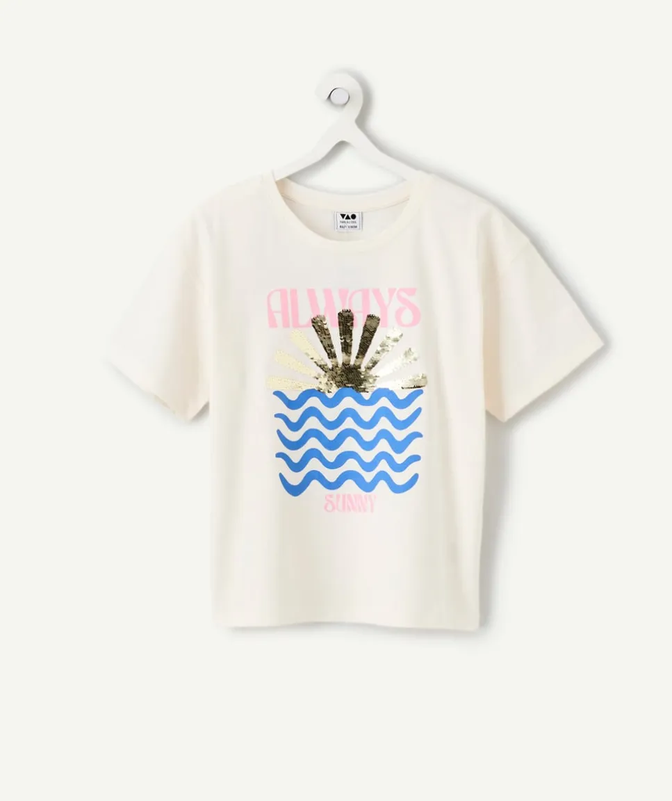 T-shirt fille crème imprimé