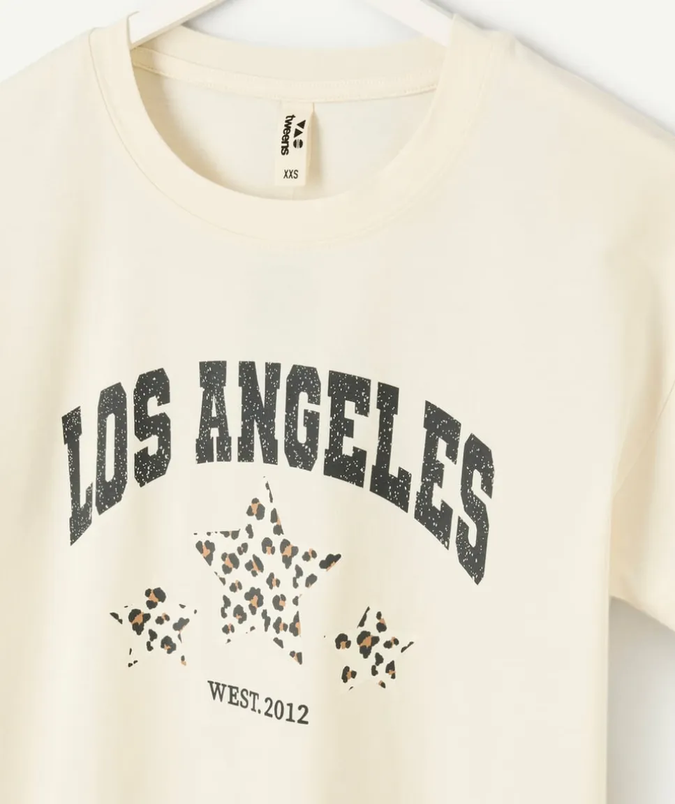 T-shirt fille écru imprimé