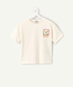 T-shirt fille écru imprimé