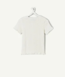 T-shirt fille écru à volants