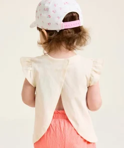 T-shirt fille écru à volants