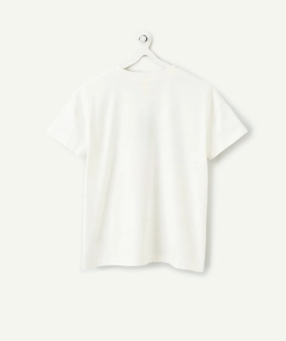 T-shirt fille droit blanc imprimé