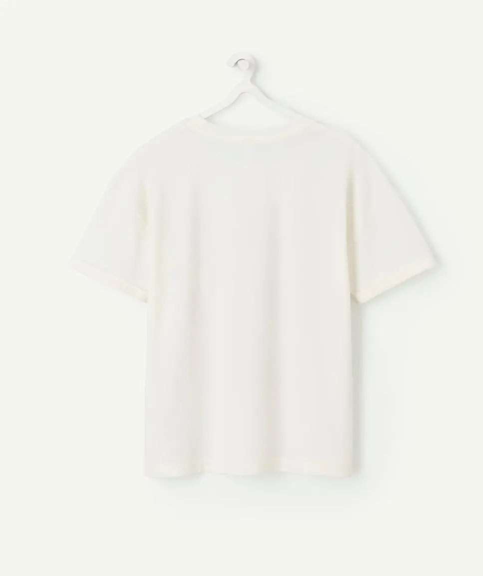 T-shirt fille droit blanc imprimé