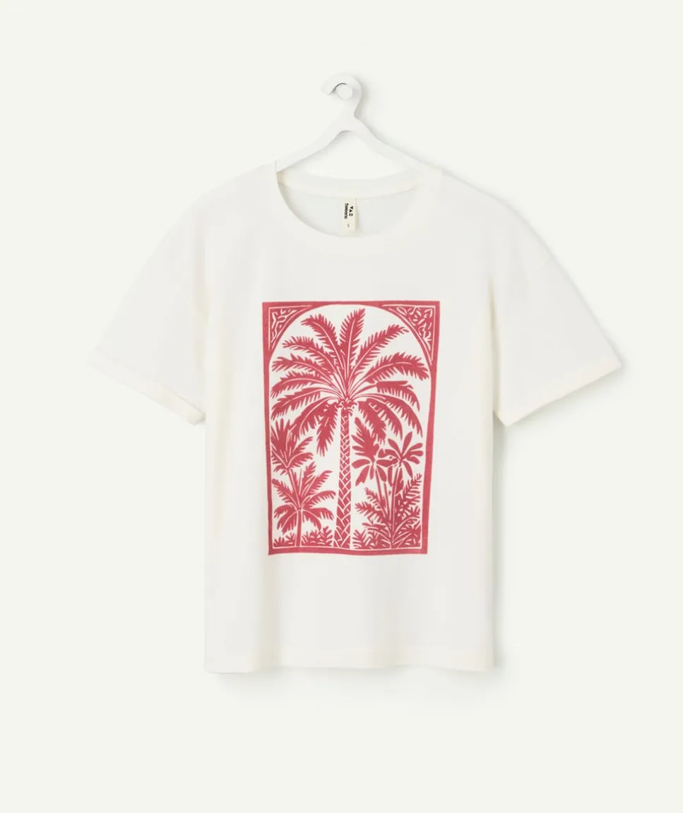 T-shirt fille droit blanc imprimé