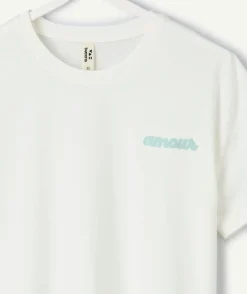 T-shirt fille droit blanc imprimé