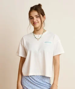 T-shirt fille droit blanc imprimé