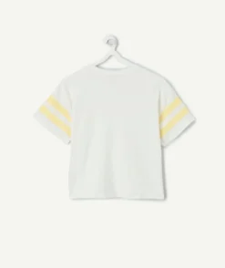 T-shirt fille droit blanc imprimé