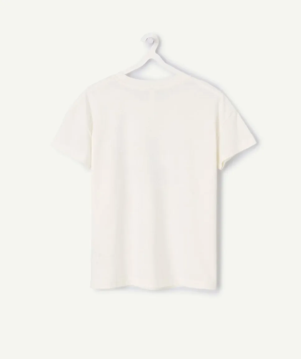 T-shirt fille droit blanc imprimé