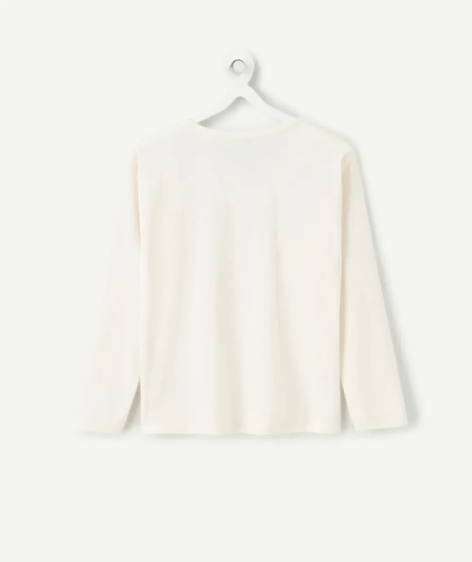 T-shirt fille droit blanc imprimé