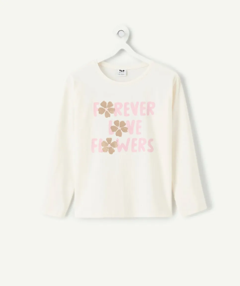 T-shirt fille droit blanc imprimé