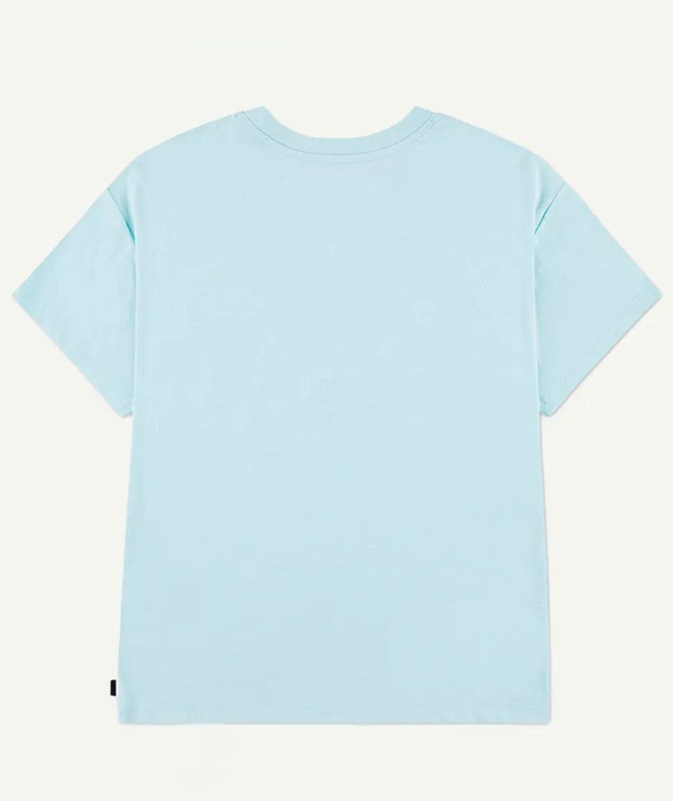 T-shirt fille droit bleu imprimé