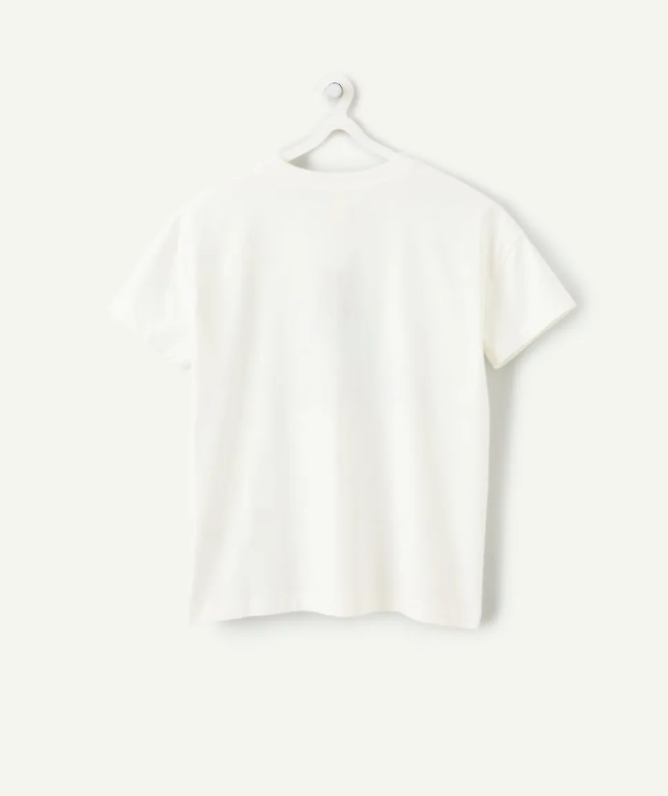 T-shirt fille droit écru imprimé