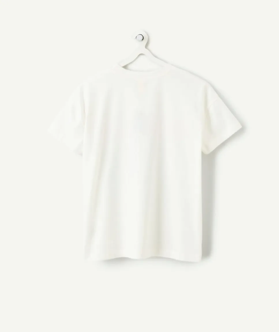T-shirt fille droit écru imprimé