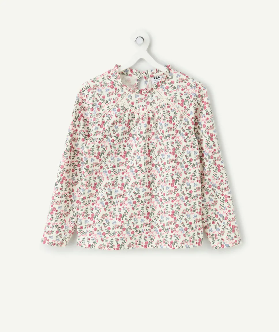 T-shirt fille droit imprimé fleuri