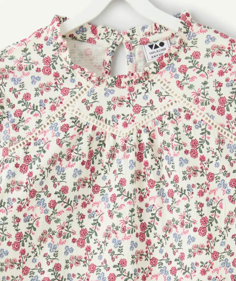 T-shirt fille droit imprimé fleuri