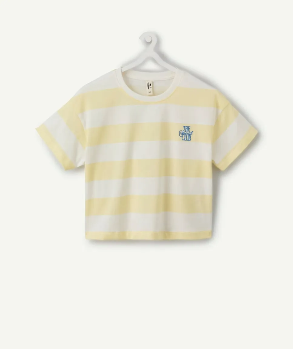 T-shirt fille droit jaune rayé