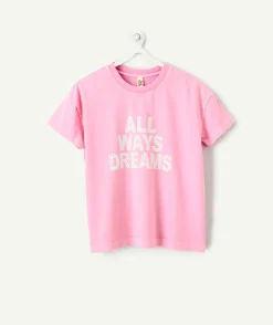 T-shirt fille droit rose
