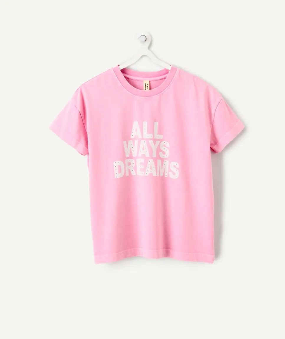 T-shirt fille droit rose