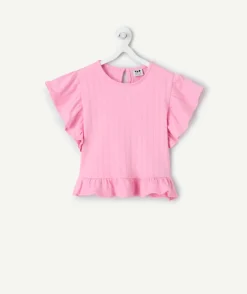 T-shirt fille droit rose