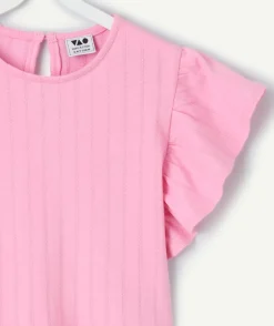 T-shirt fille droit rose