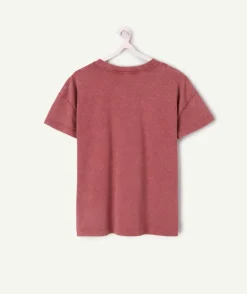 T-shirt fille droit rose imprimé