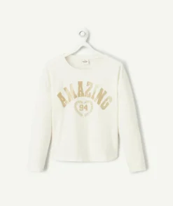 T-shirt fille en coton bio blanc avec message amazing