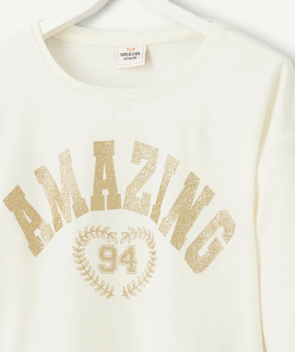 T-shirt fille en coton bio blanc avec message amazing