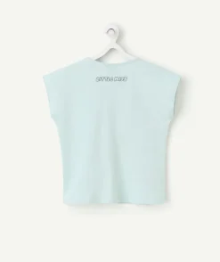 T-shirt fille en coton bleu avec motif monsieur x madame
