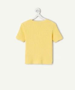 T-shirt fille en coton jaune