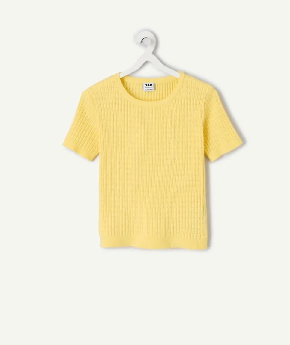 T-shirt fille en coton jaune