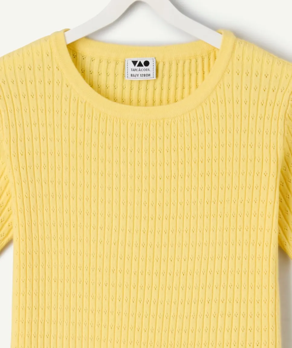 T-shirt fille en coton jaune