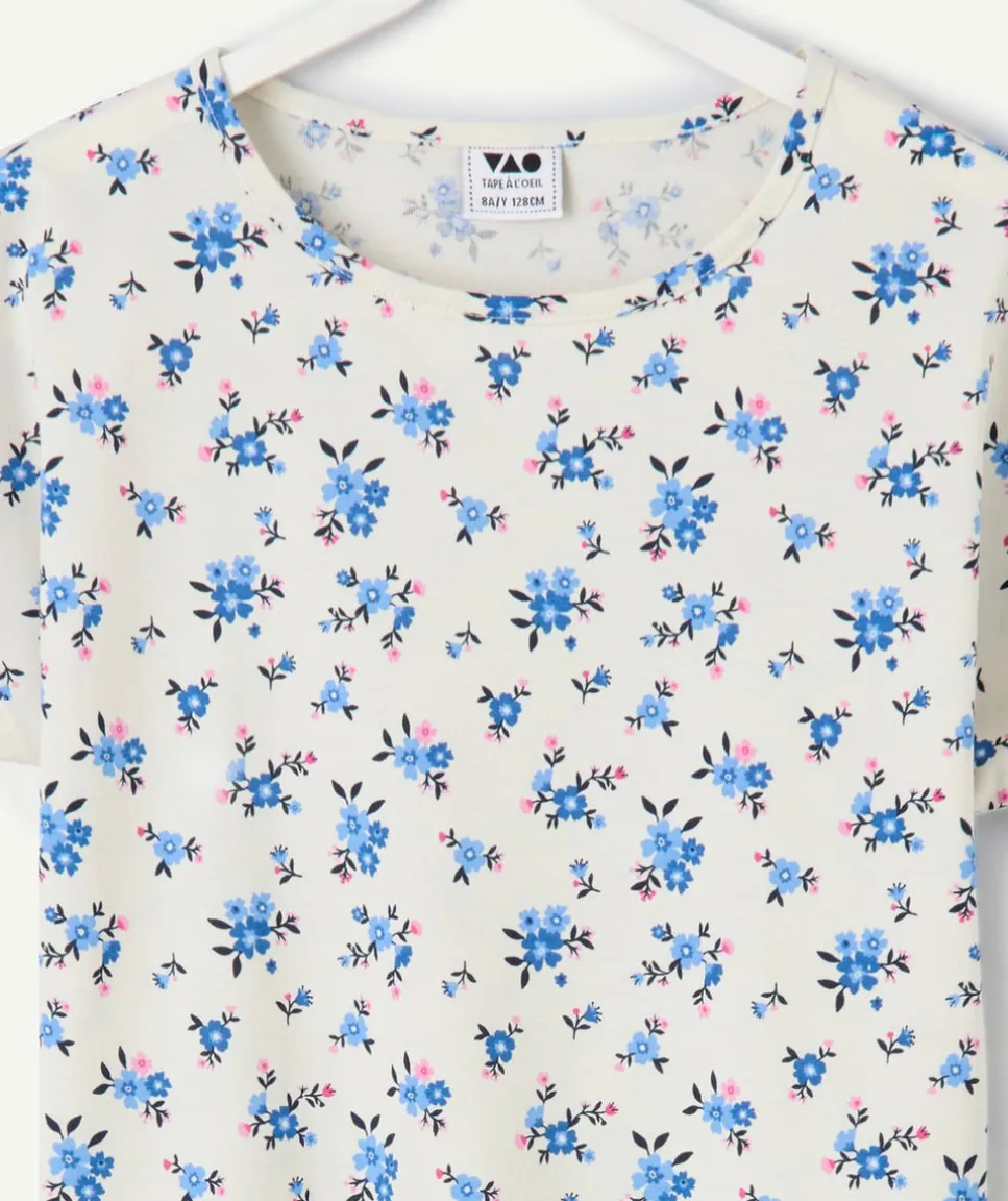 T-shirt fille imprimé floral coton