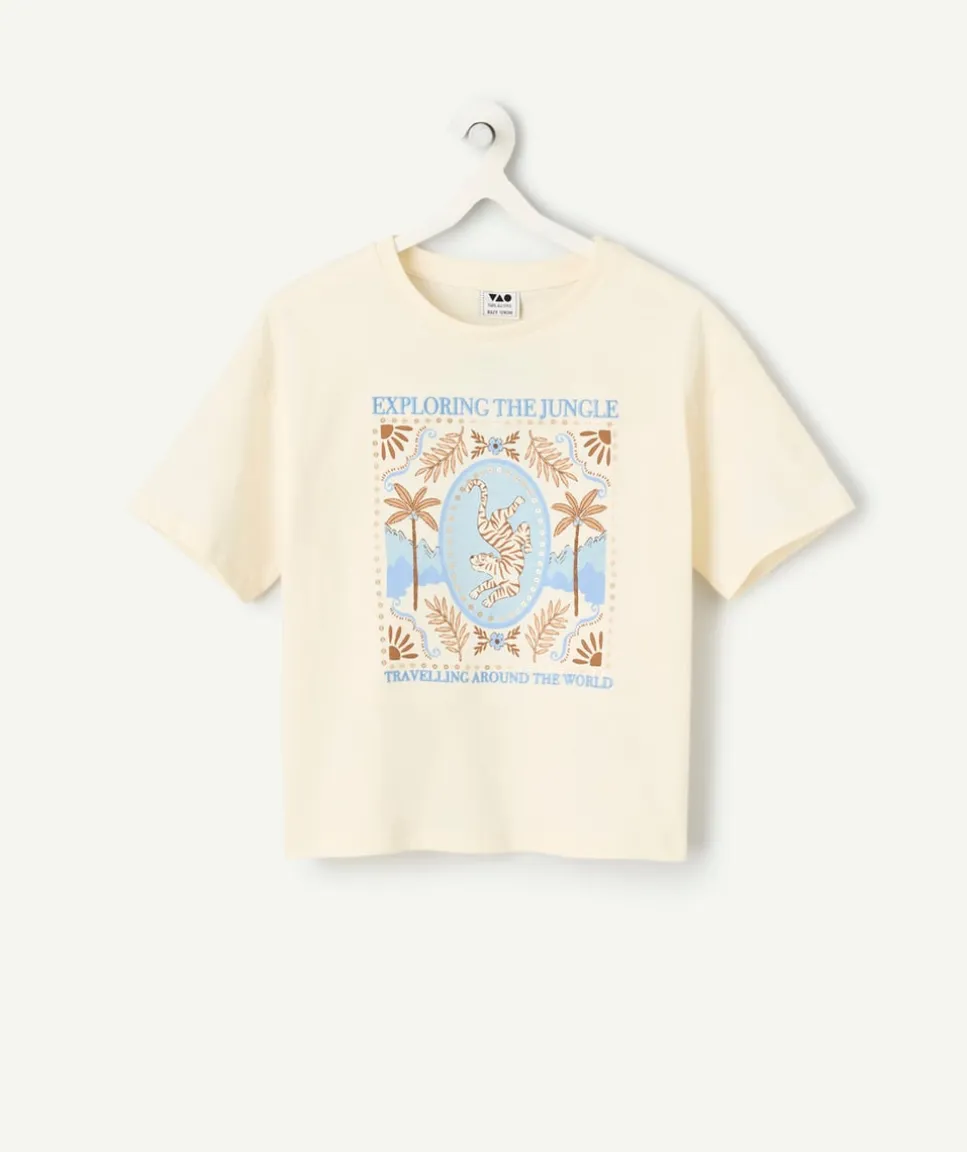 T-shirt fille imprimé jungle beige