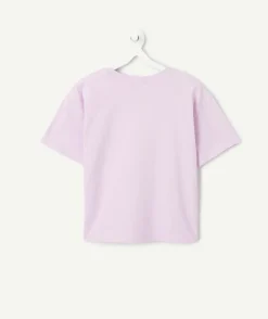 T-shirt fille lilas imprimé sequins luck