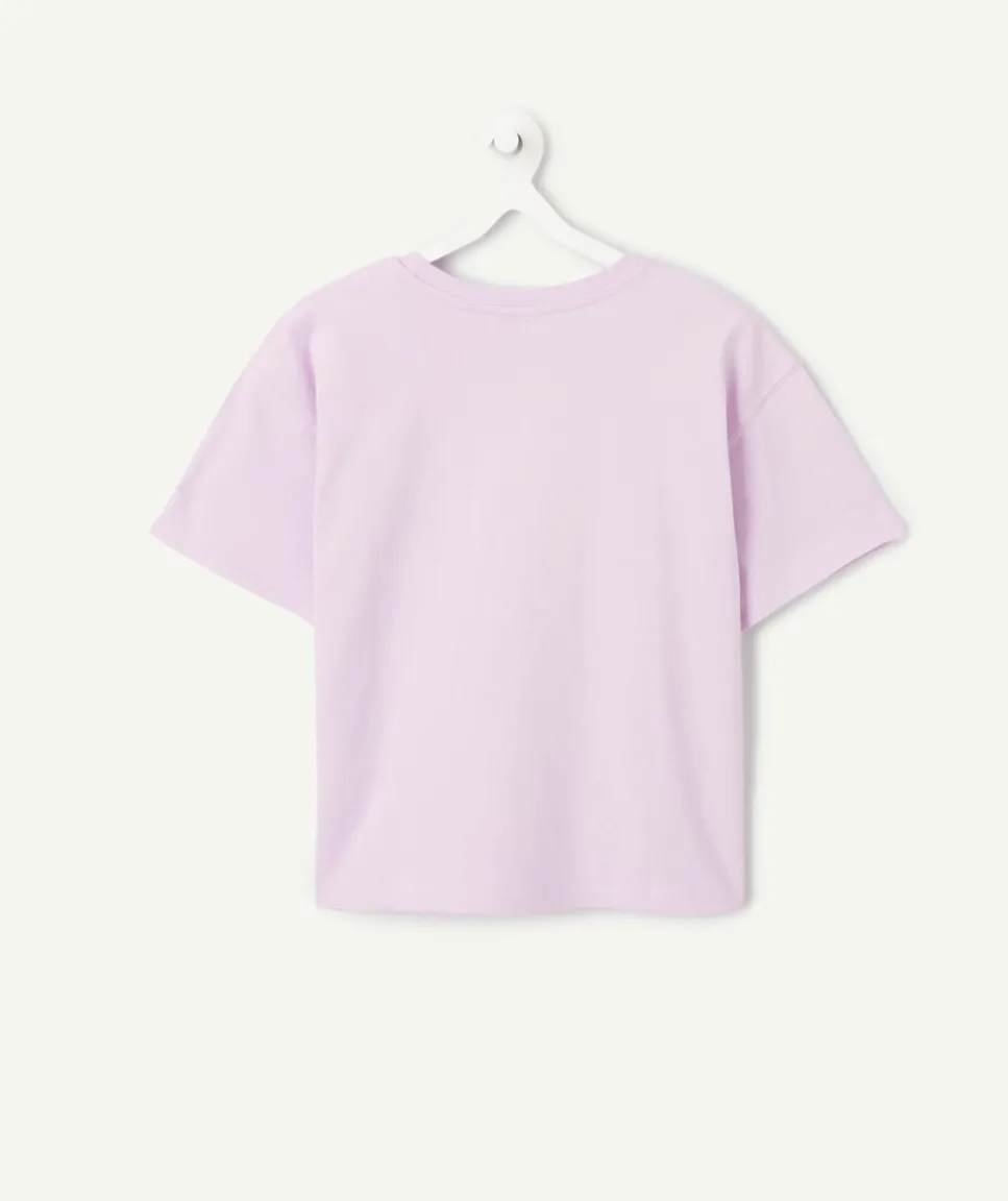 T-shirt fille lilas imprimé sequins luck