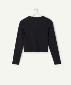 T-shirt fille manches longues noir