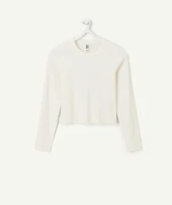 T-shirt fille manches longues blanc