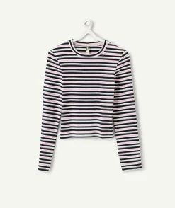 T-shirt fille manches longues rayé