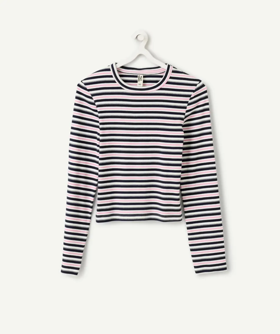 T-shirt fille manches longues rayé