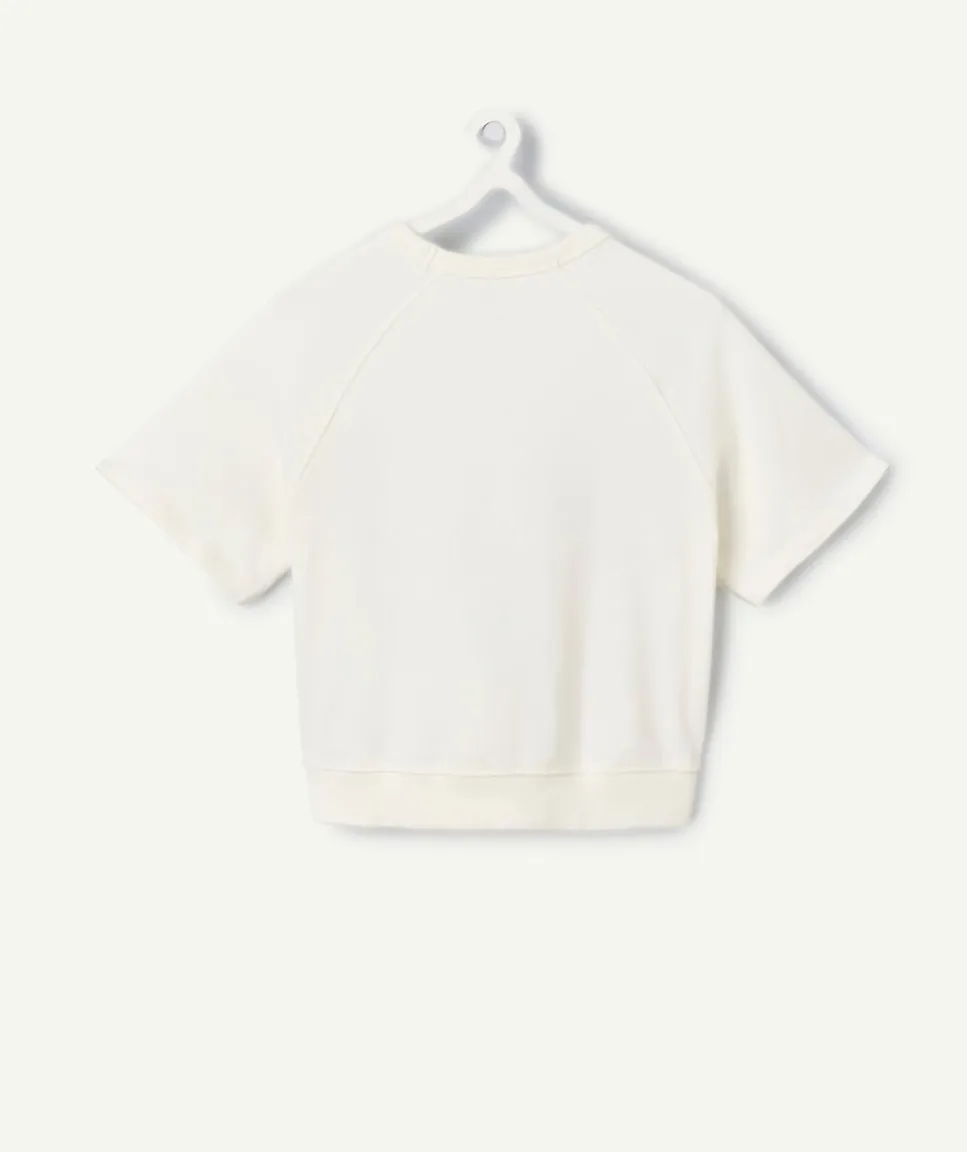 T-shirt fille oversize blanc imprimé