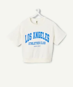 T-shirt fille oversize blanc imprimé