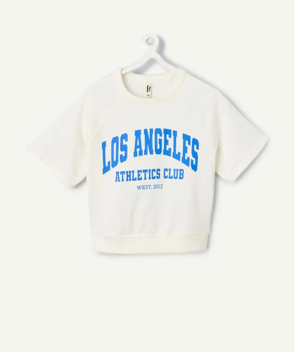 T-shirt fille oversize blanc imprimé