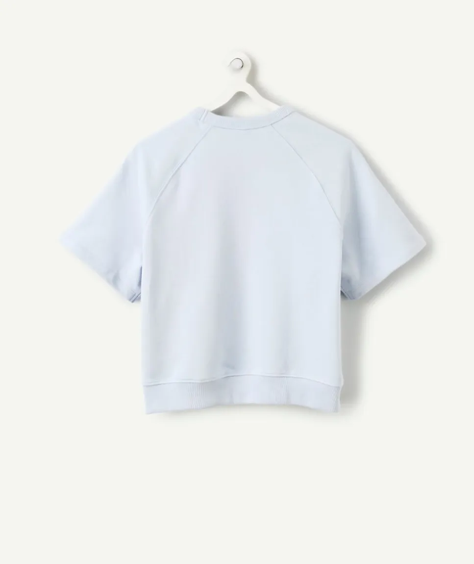 T-shirt fille oversize bleu imprimé
