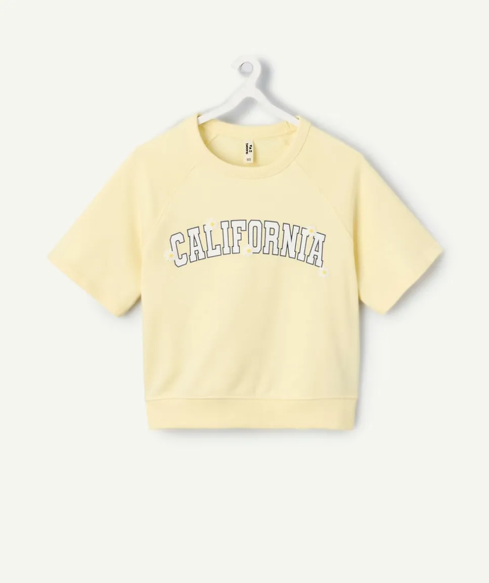 T-shirt fille oversize jaune imprimé