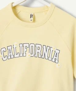T-shirt fille oversize jaune imprimé