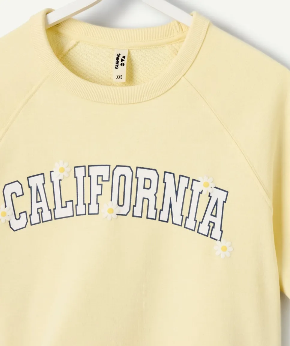 T-shirt fille oversize jaune imprimé