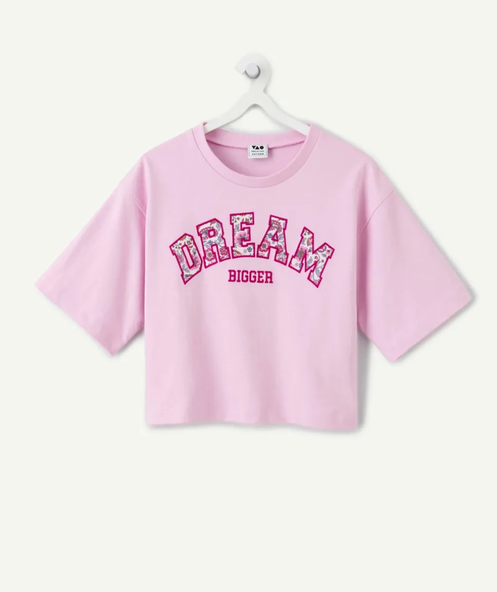 T-shirt fille oversize rose