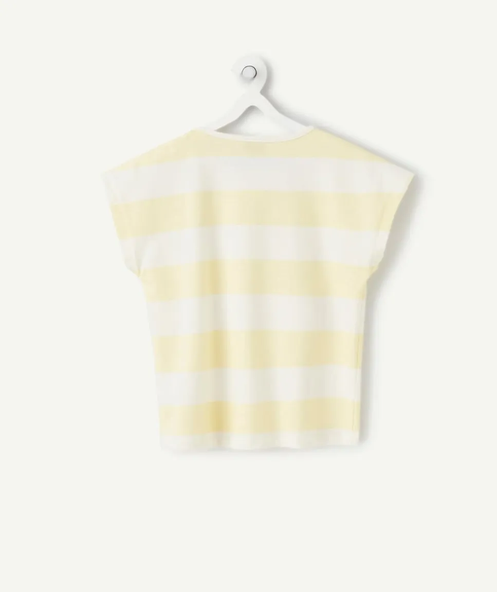 T-shirt fille rayé jaune et blanc